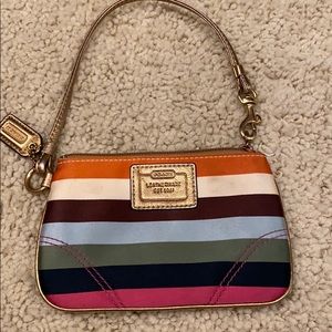 Coach wristlet striped multi color